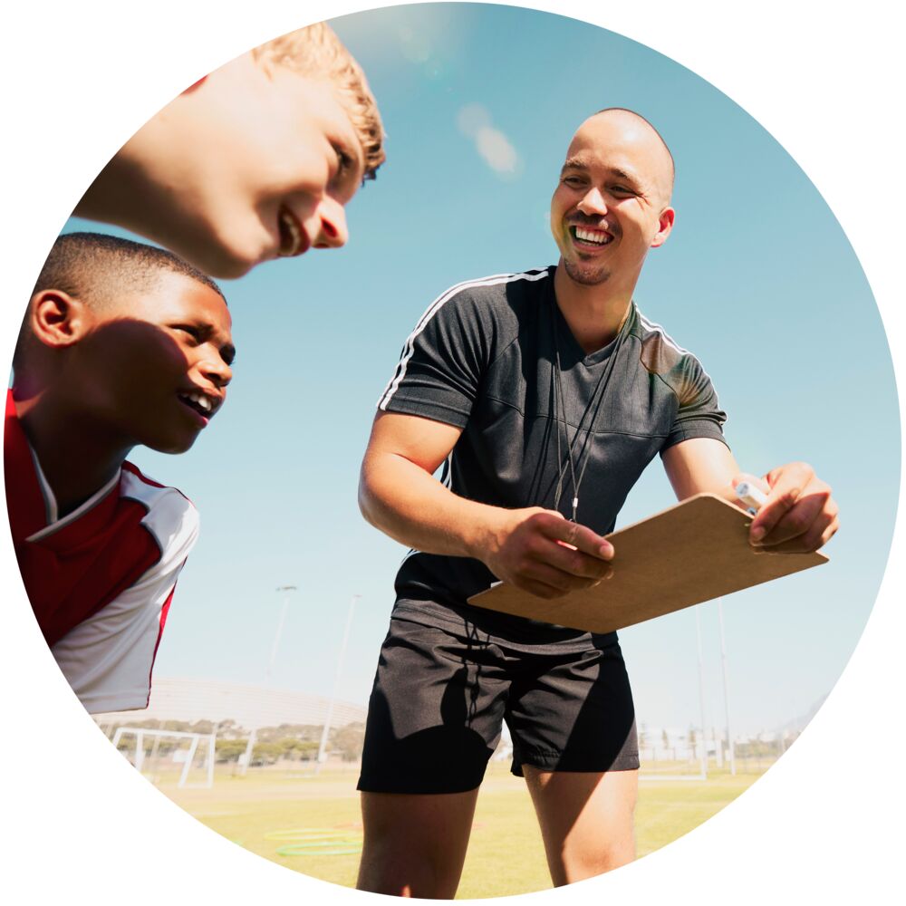 Man coacht het voetbal team