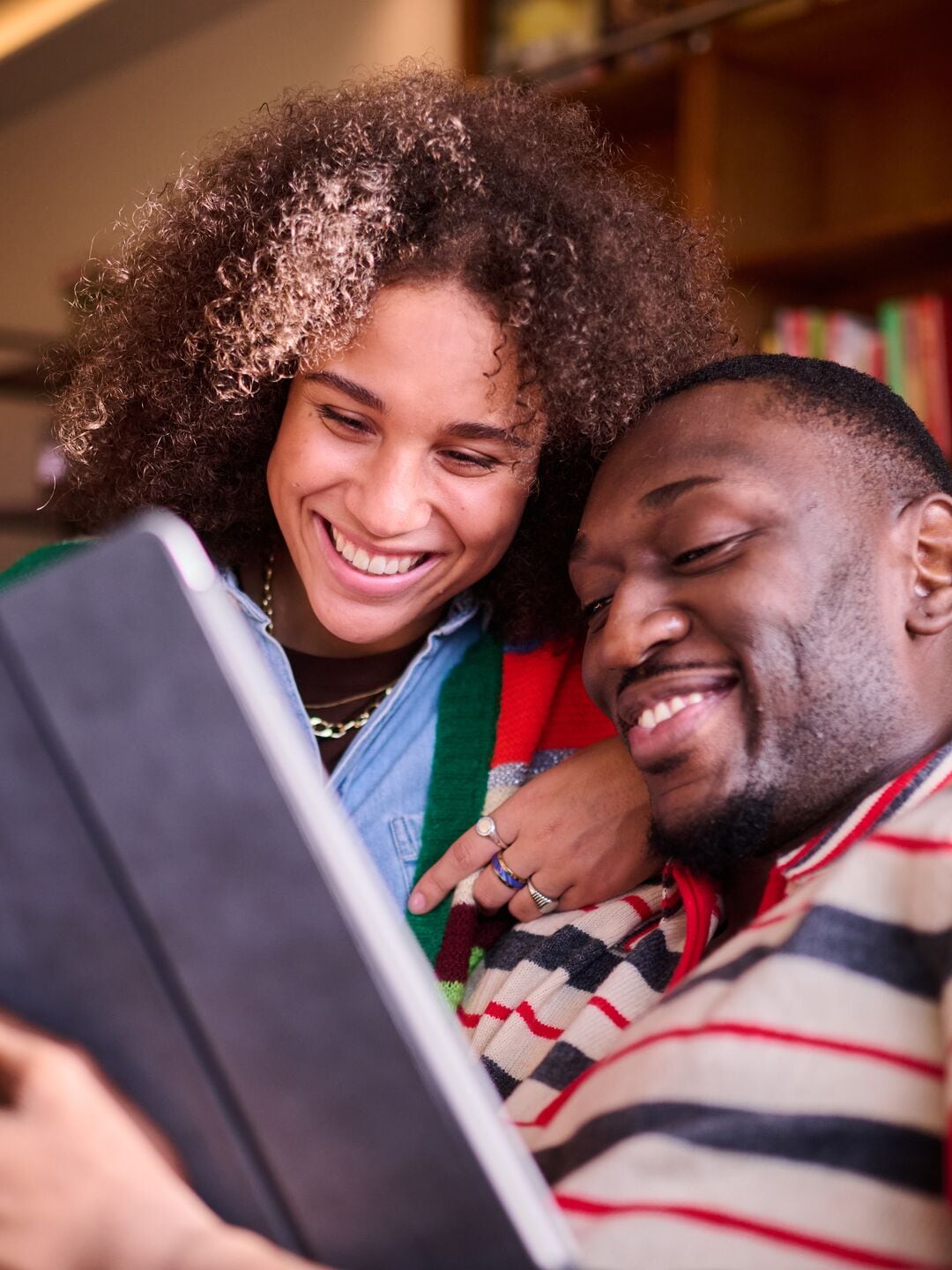 young couple with ipad