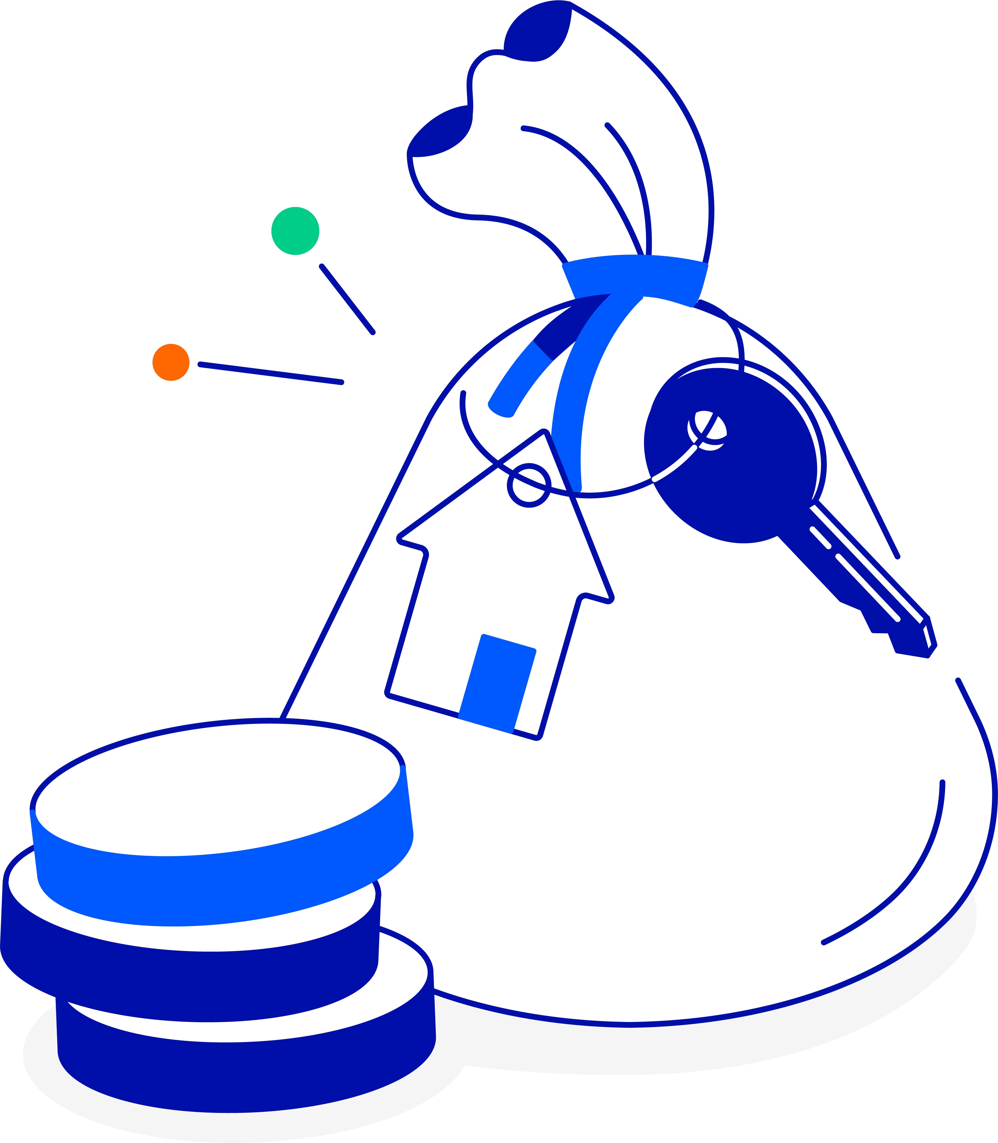 Zak met geld huis en sleutel