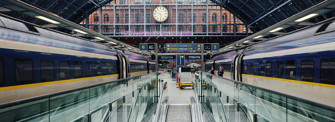 Eurostar train in a train station