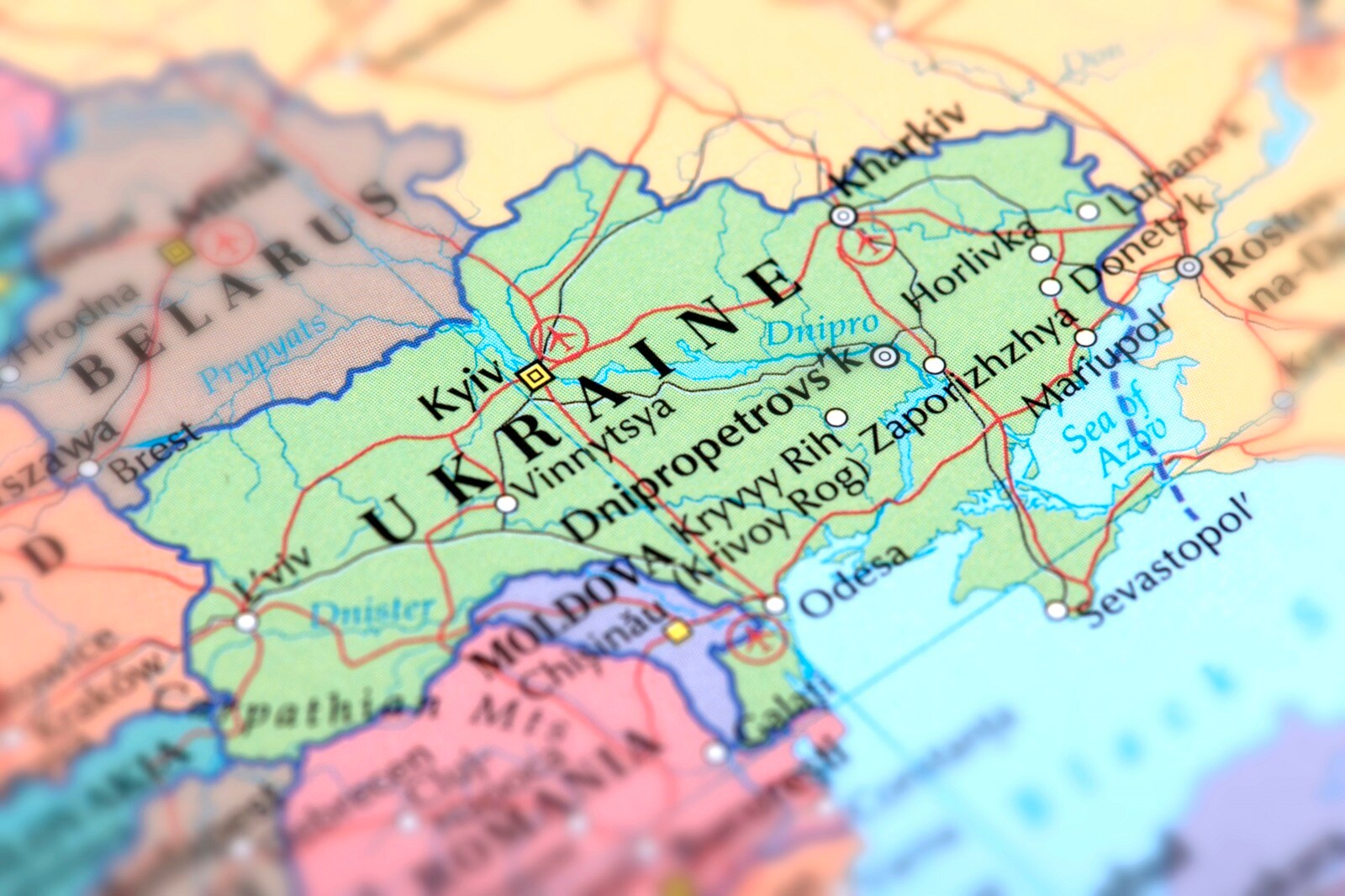Ukraine on a map