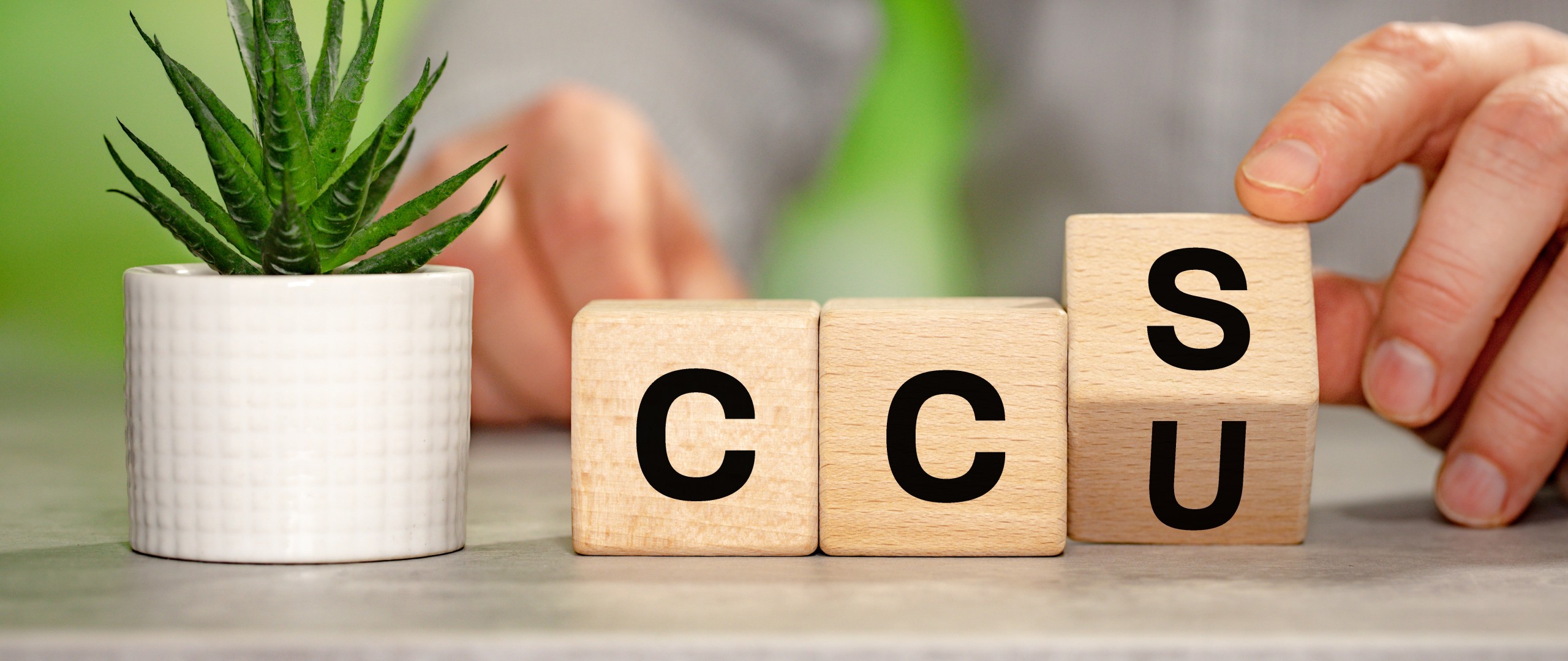 wooden blocks spelling out CCUS
