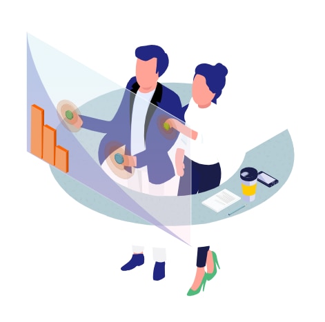 Illustratie van man en vrouw met scherm