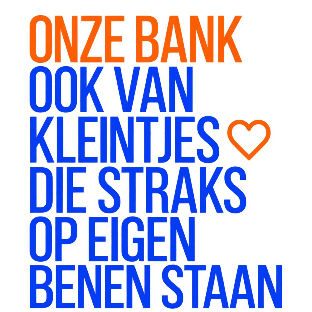 Onze Bank ook van kleintjes die op eigen benen staan
