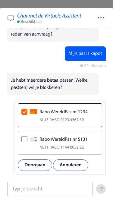 Een chat met de chatbot genaamd Robin. Je ziet een chat waar diverse zaken besproken worden.